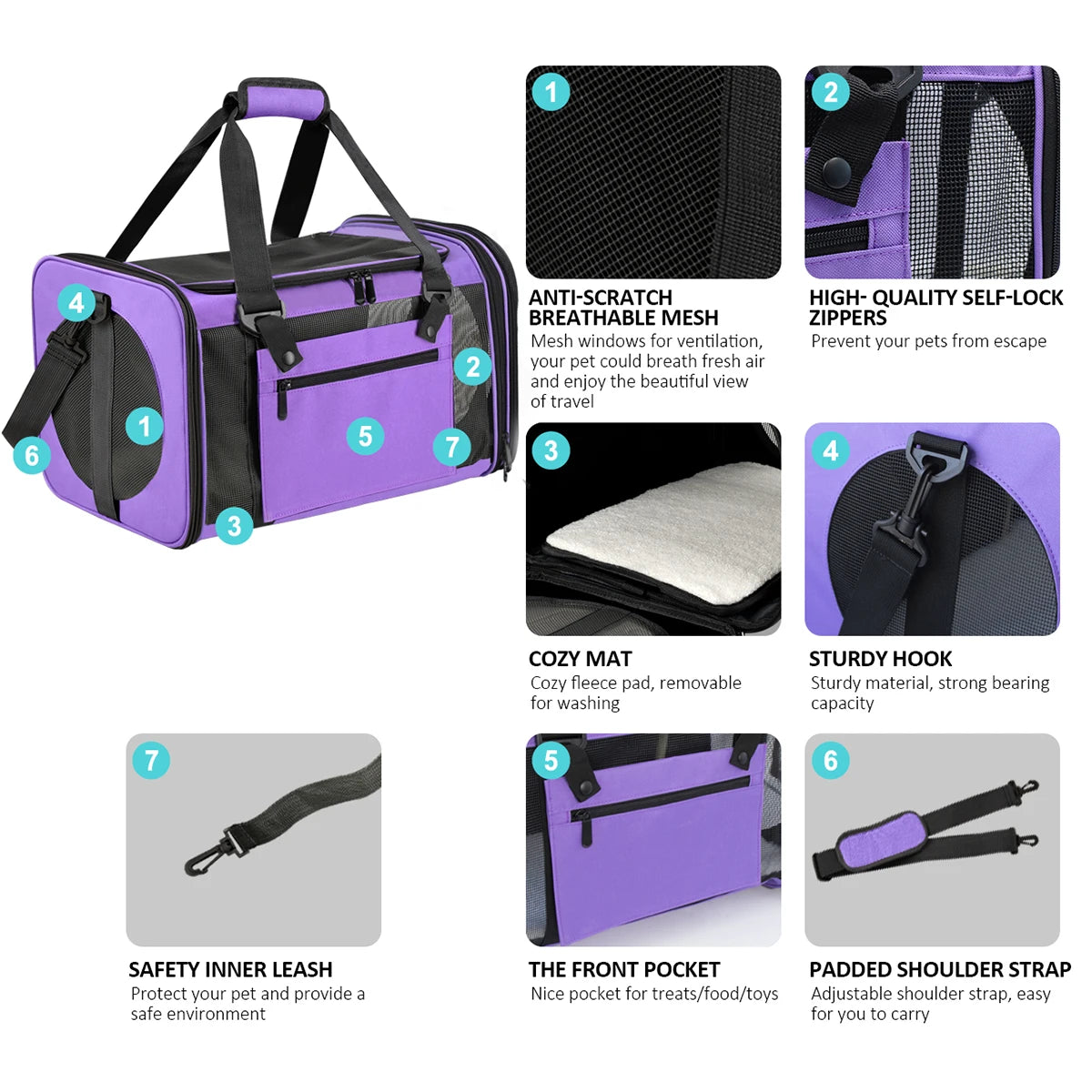 Portable Large-Capacity Foldable Pet Travel Bag Soft-Sided Perfect for Dog and Cat Carrier Backpack for Outgoing Transport