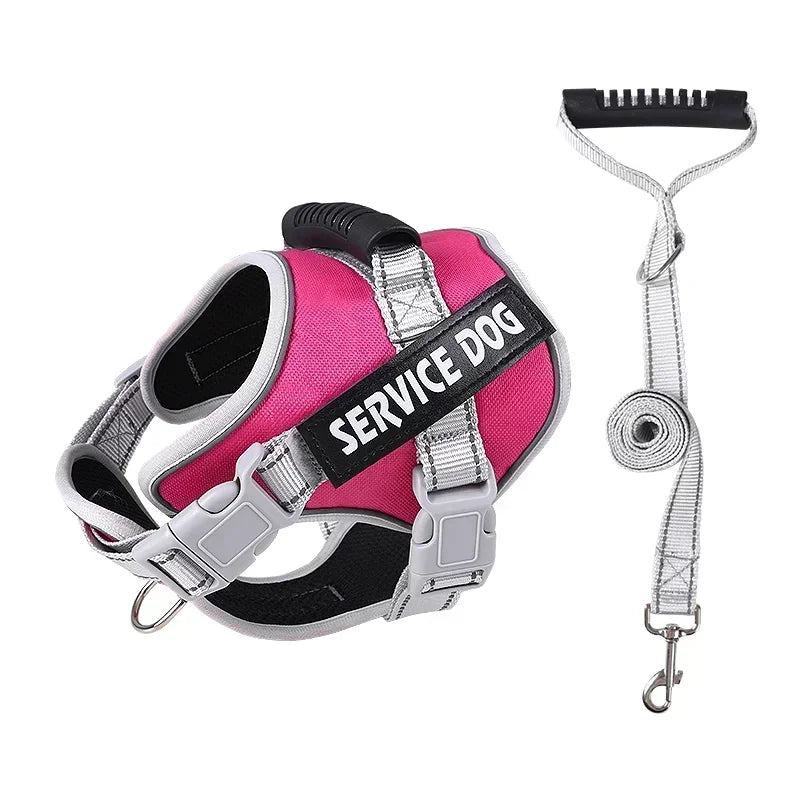 Service Dog Harness with Custom ID Tag Adjustable Dog Harness Dog Vest Leash for Large Dogs Outdoor Dogs Training Accessories