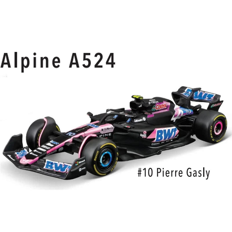 New 2024 Bburago F1 1:43 Bwt Alpine A524 Two Color Blue Pink Alloy Miniature Diecast Model #10 #31 Formula Car Model Toys Gift