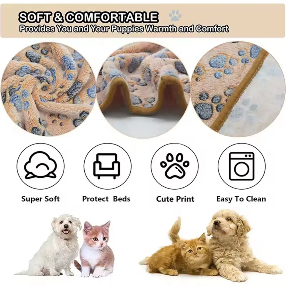 Dog Bed Blanket Bed Mat Soft Fleece Cat Blanket Cute Printed Pet Travel Mat Breathable Cozy Warm Blankets for Small Medium Dogs