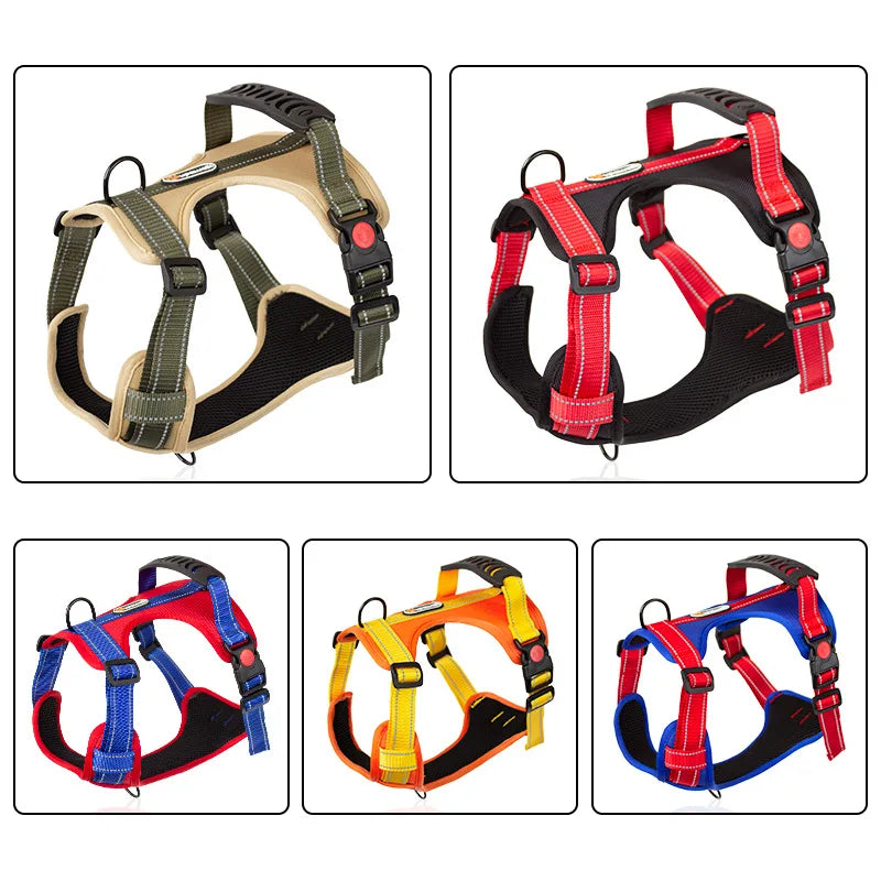 Pet Dog Harness for Medium Large Dogs Adjustable Reflective Vest Harnesses for Small DogsFront Clip Harness Easy Control Handle