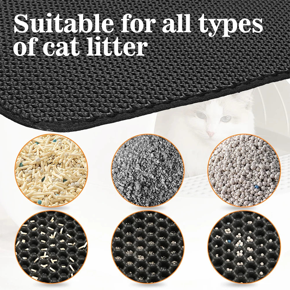 Cat Litter Mat Double Layer Waterproof Urine Proof Trapping Mat Easy to Clean Non-Slip Toilet Pad Cat Scratch Pad Large Foot Pad
