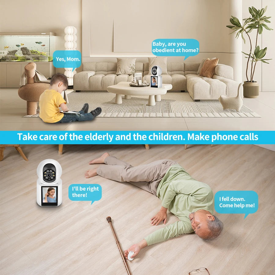 3MP Wireless Security Protection WIFI Video Call Camera Baby Monitor SOS 2.8 Inch Screen Button Call PTZ Auto Tracking ICSEE