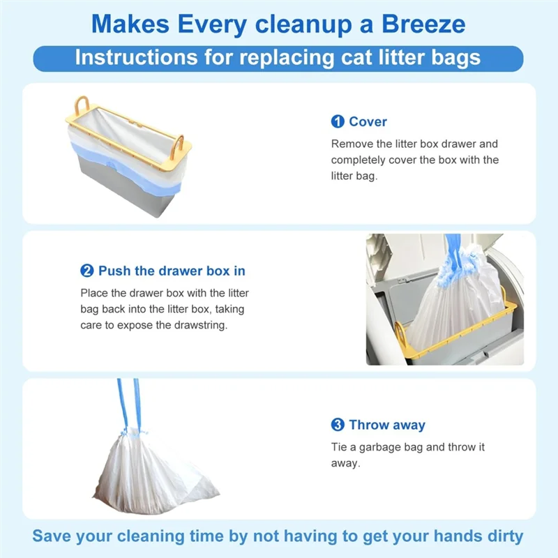 A84E-90 Count Cat Litter Bags Cat Litter Bags For Home Extra-Thick Cat Litter Box Liners