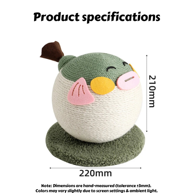 Pufferfish Scratching Ball Cat Toy – Self-Play Textured Surface with Grippy Fibers Solo Entertainment Pet Interactive Toys