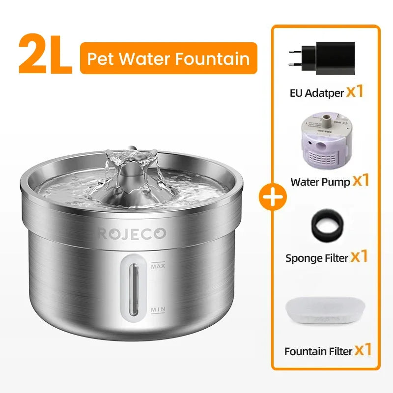 Stainless Steel Pet Drinking Fountain Automatic Cat Water Fountain Smart Pet Water Dispenser for Dog Cat Drinking Supply