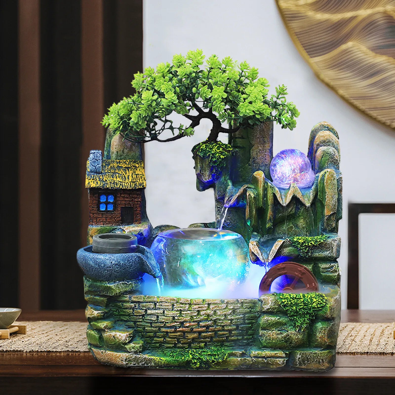 Desktop Fountain Waterfall Indoor Decor Landscape Rockeries Crafts Ornaments New