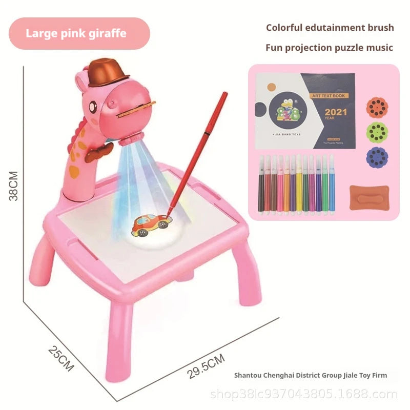 Children led projector drawing table Multifunctional  toy painting set table educational board learning tools painting toys