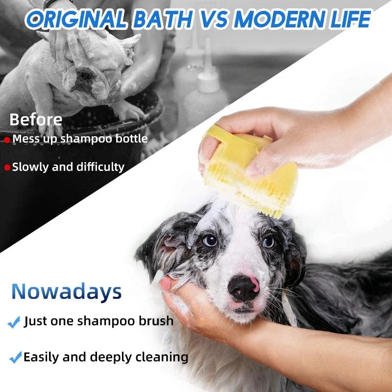 Pet Dog Shampoo Brush 2.7oz 80ml Cat Massage Comb Grooming Scrubber for Bathing Short Hair Soft Silicone Rubber Dog accessories