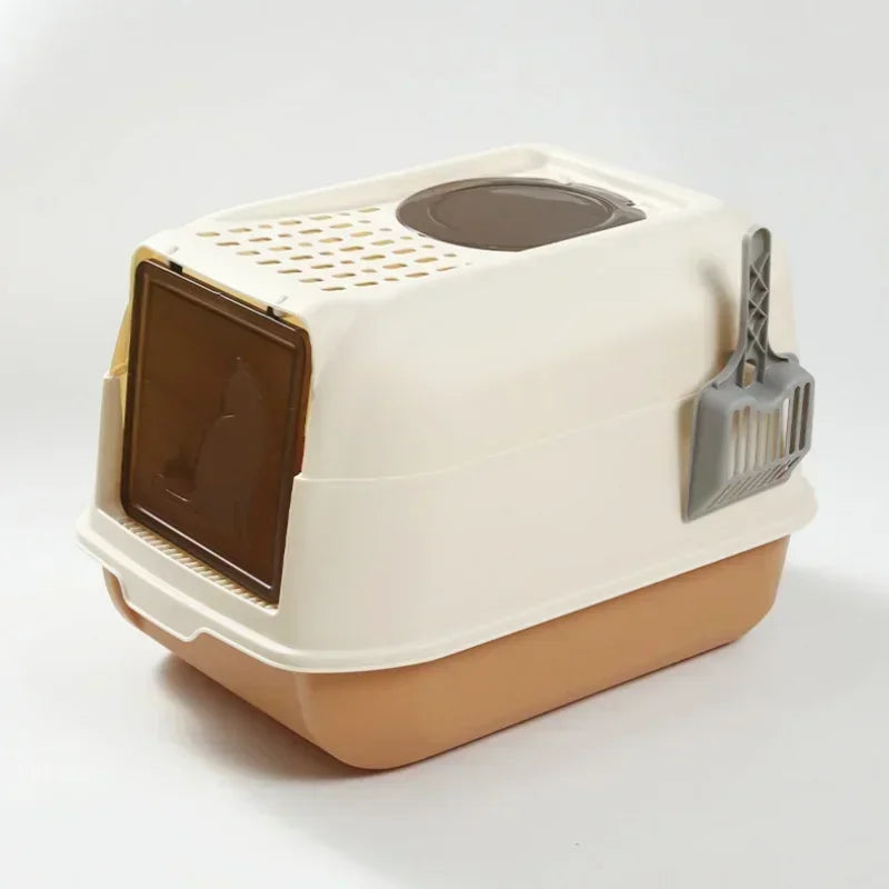 Foldable Extra Large Cat Litter Box Cat Toilet Fully Enclosed Litter Pan Anti-Splash Dog Toilet Pet Bedpans with Litter Scoop