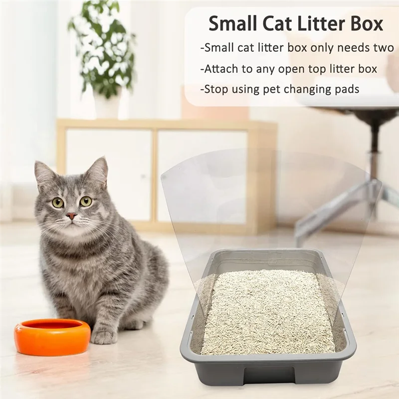 AT63-Cat Litter Box Pee Shields, High Sided Litter Box Splash Guard, Seamless Urine Leakage Enclosure For Open Top Litter Pan