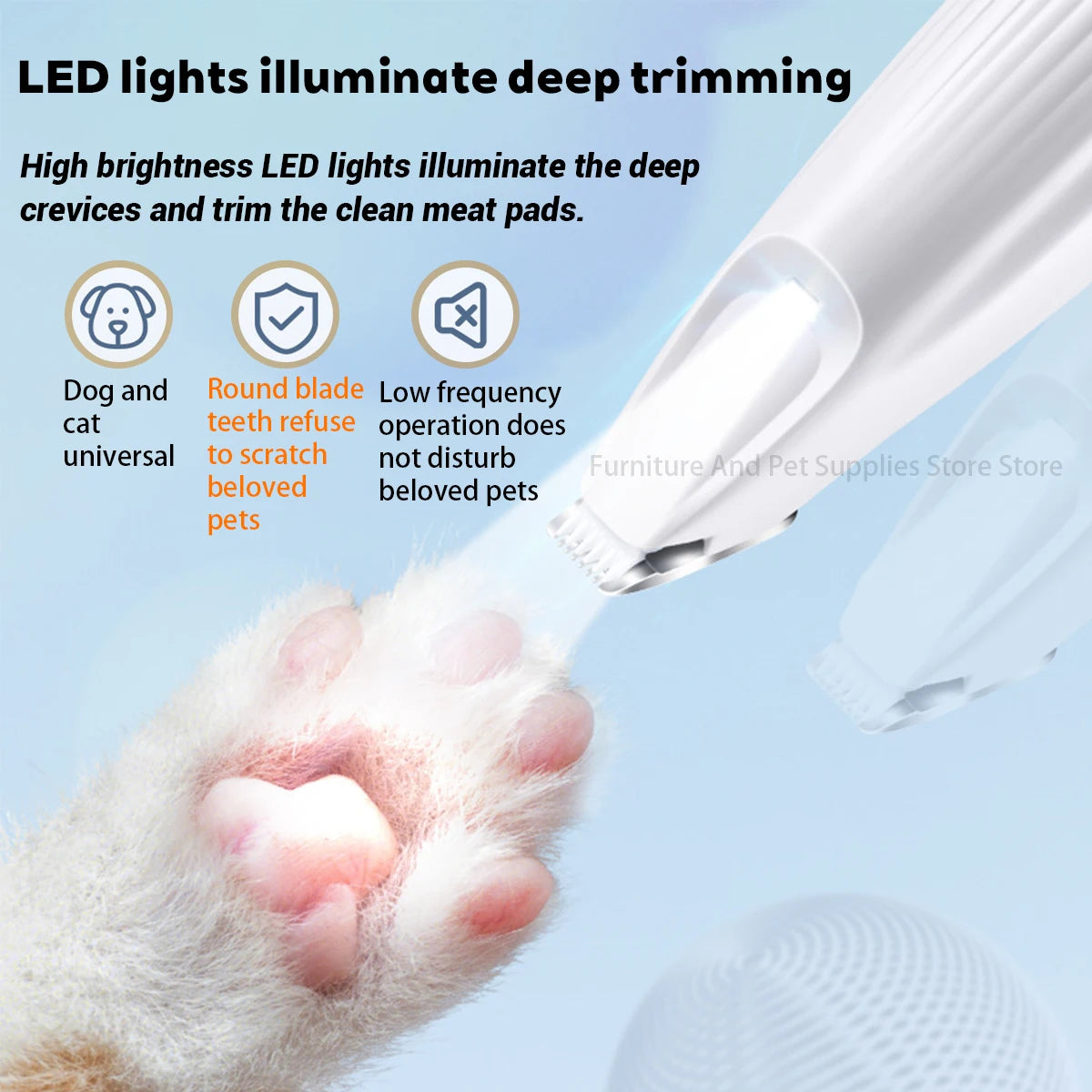 Professional Dog Grooming Clippers & LED Light LCD Display 18mm Wide Blade for Paw Trimming Low Noise Cordless Pet Hair Trimmer