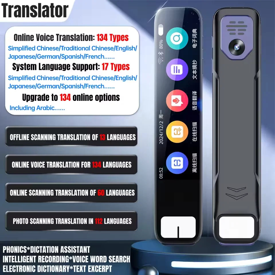  GPT AI Translation Pen 150 Languages AI Scan Smart Translation Pen Offline Translation Point Reading Learning Voice Translator