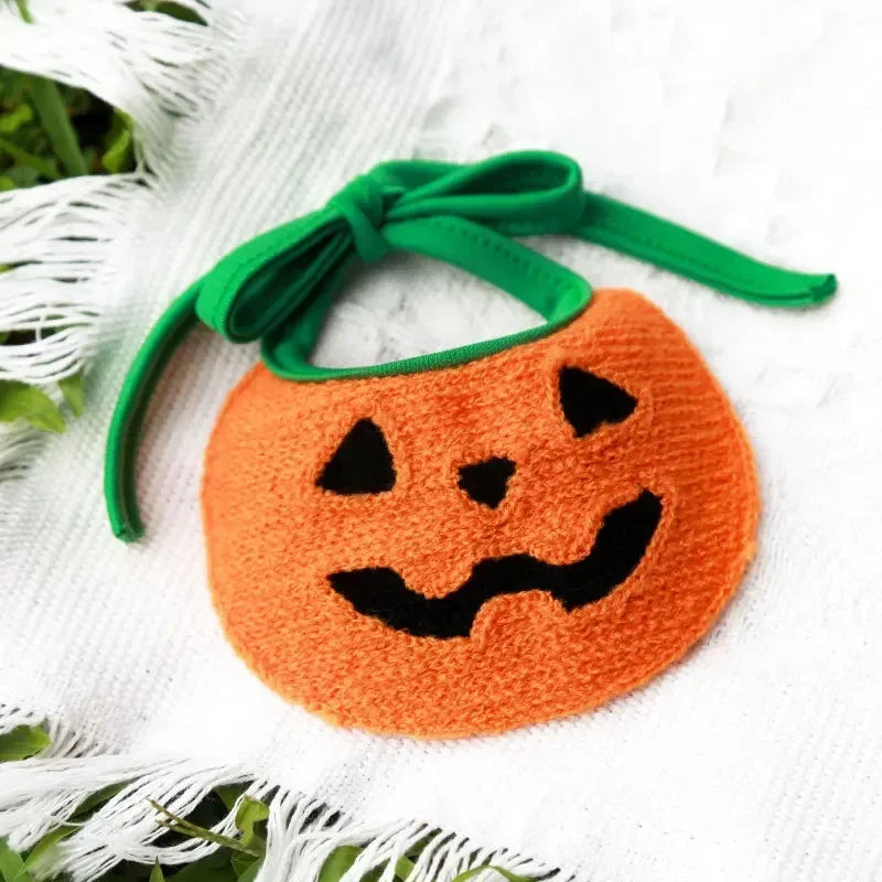 Halloween Dog Cat Lace Saliva Towel Bib Pumpkin Ghost Festival Christmas Pet Supplies Clothes Party Decoration Supplies Gift