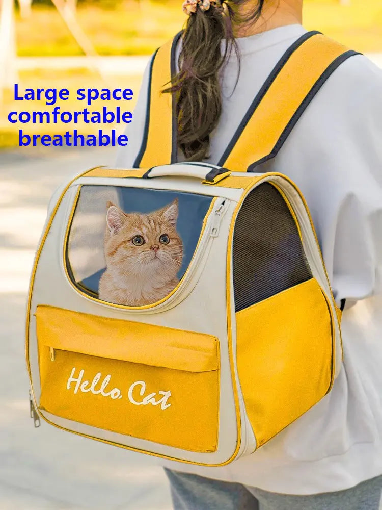 Outdoor Portable Cat Bag Transparent Four Seasons Universal Pet Backpack Breathable Cat Backpacks Handheld or Shoulder
