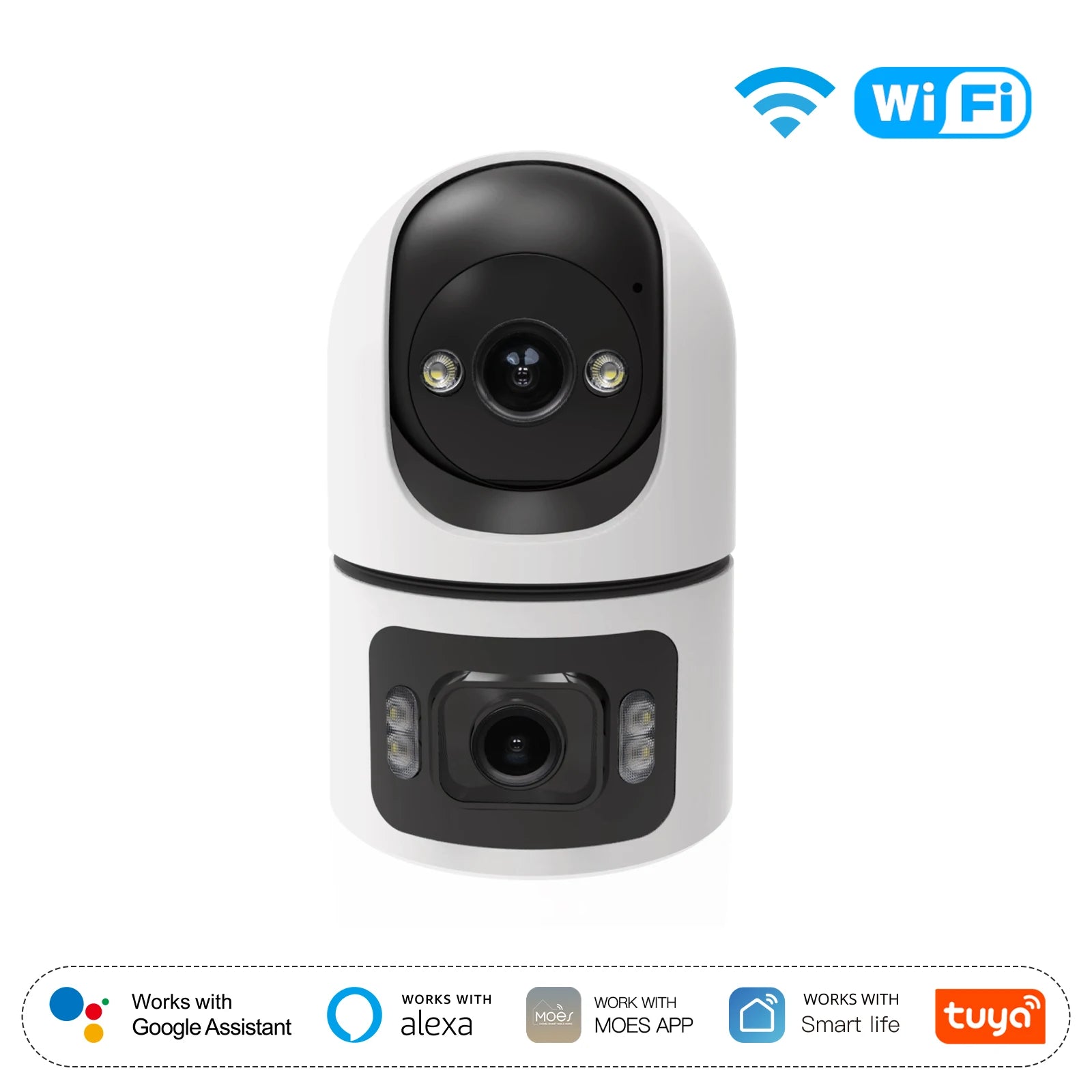 Moes Tuya WiFi Indoor Smart Camera 4MP Dual Screen Lens 2.4G/5G Infrared Night Vision Motion Detection Auto Track Two-Way Audio