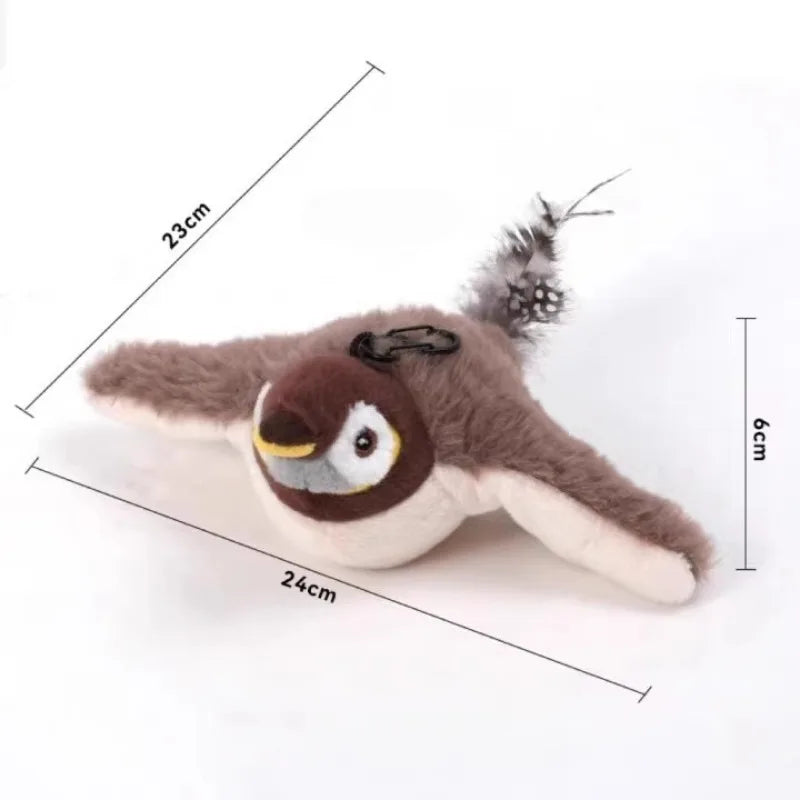 Hot Cat Interactive Toys Catnip Electric Pat Bird (with Catnip) Dog Cats Touch-Activated Squeaky Plush Toy Pet USB Rechargeable