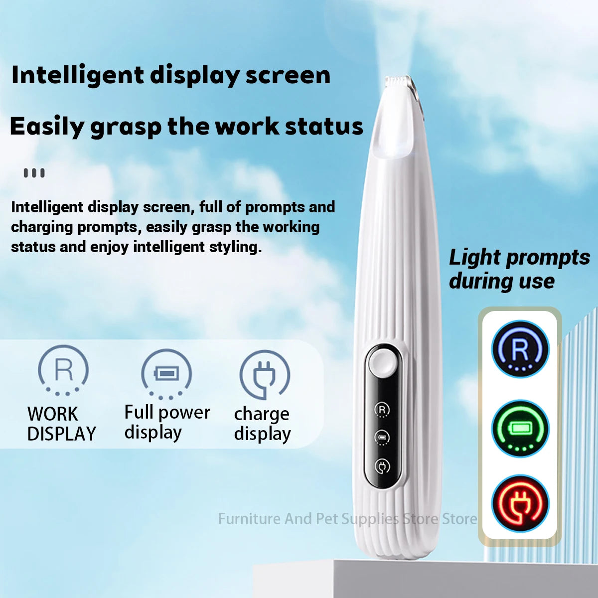 Professional Dog Grooming Clippers & LED Light LCD Display 18mm Wide Blade for Paw Trimming Low Noise Cordless Pet Hair Trimmer