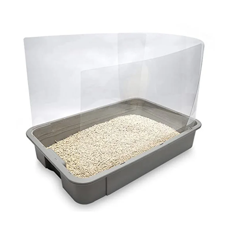 AT63-Cat Litter Box Pee Shields, High Sided Litter Box Splash Guard, Seamless Urine Leakage Enclosure For Open Top Litter Pan