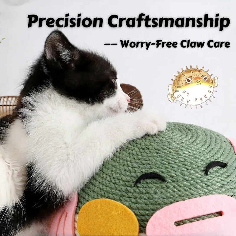 Pufferfish Scratching Ball Cat Toy – Self-Play Textured Surface with Grippy Fibers Solo Entertainment Pet Interactive Toys