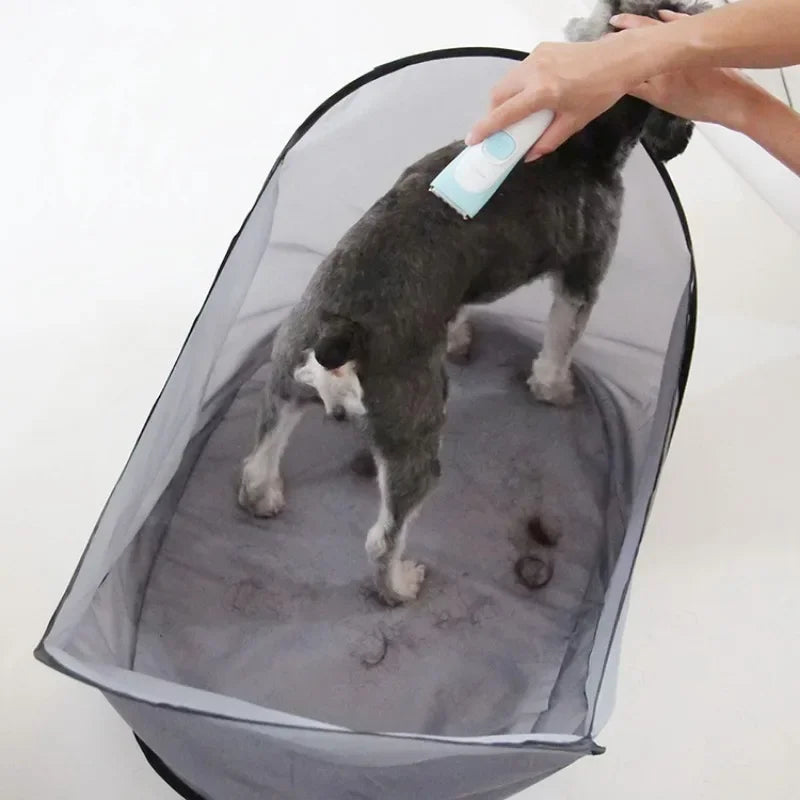 Pet Hair Cutting Cape Comfortable Gray Pet Shearing Apron Dog Shaving Bib Pet Supplies Folding Hair Grooming Tool for Kittens