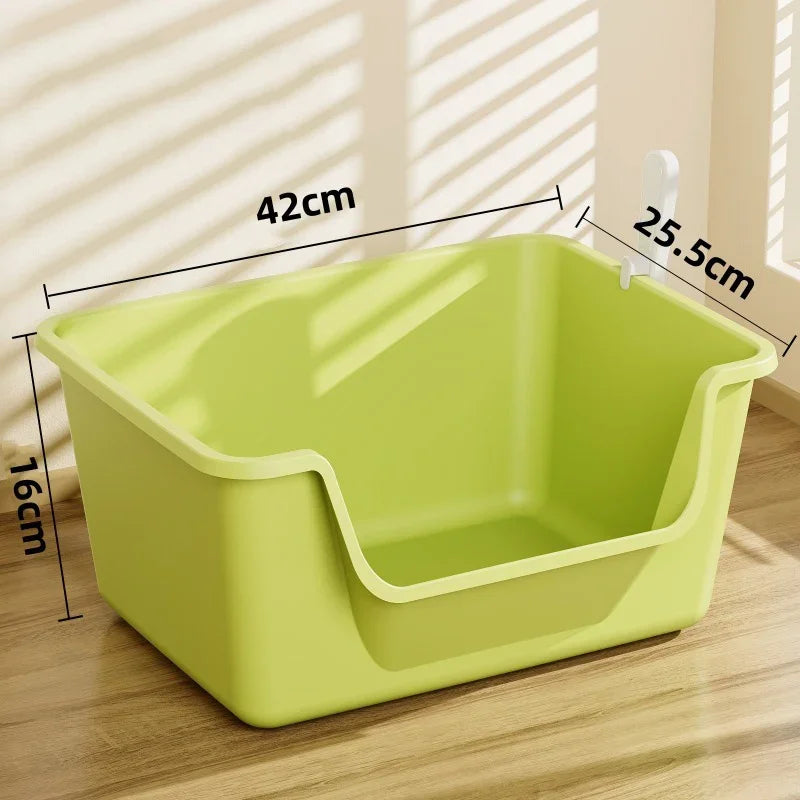 Cat Litter Box Large Capacity Semi-closed Plastic Anti-Splash Cats Toilet Bedpan Big Mac Oversized Cat Tray Bedpan Pet Supplies