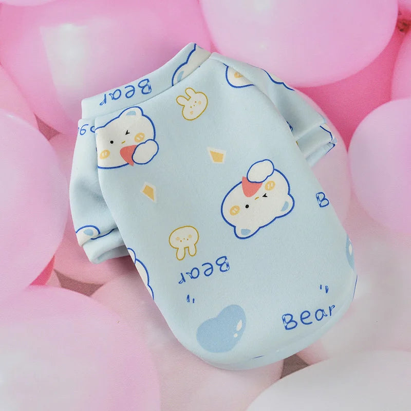 Cute Small Dogs Hoodies T-shirt winter Print clothes for Small Medium dogs cats Puppy pug chihuahua schnauzer Pet Costume XS-XL