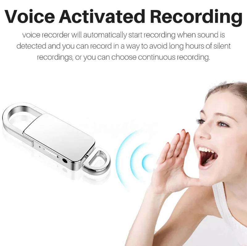 Smart Audio Voice Activated Recorder Mini Dictaphone Professional Recording MP3 Flash Drive Digital Audio Record Keychain 64GB
