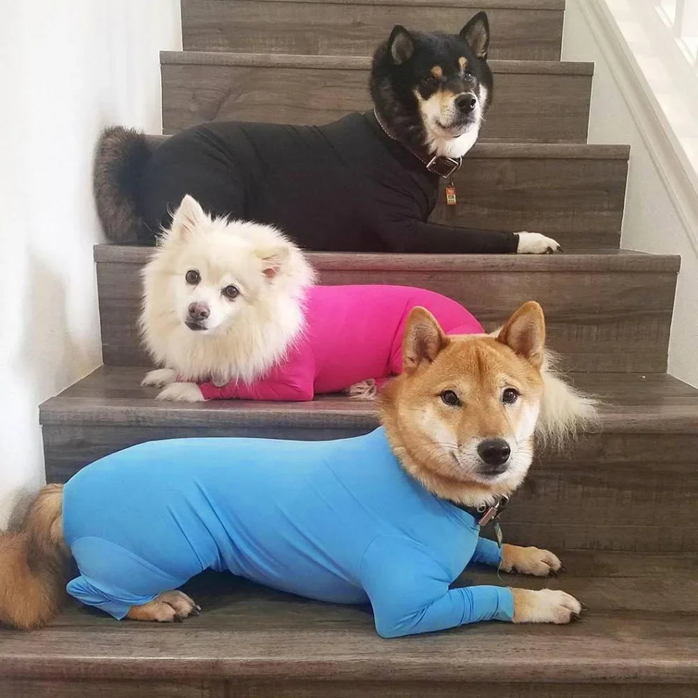 Pet Dog Onesie Clothes Anxiety Calming Shirt For Medium Large Dogs 4-leg Dog Jumpsuit Prevent Shedding Hair Surgery Recovery