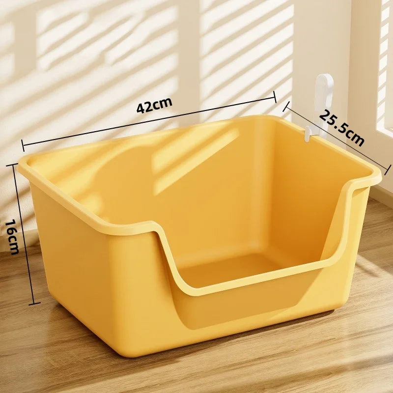 Cat Litter Box Large Capacity Semi-closed Plastic Anti-Splash Cats Toilet Bedpan Big Mac Oversized Cat Tray Bedpan Pet Supplies