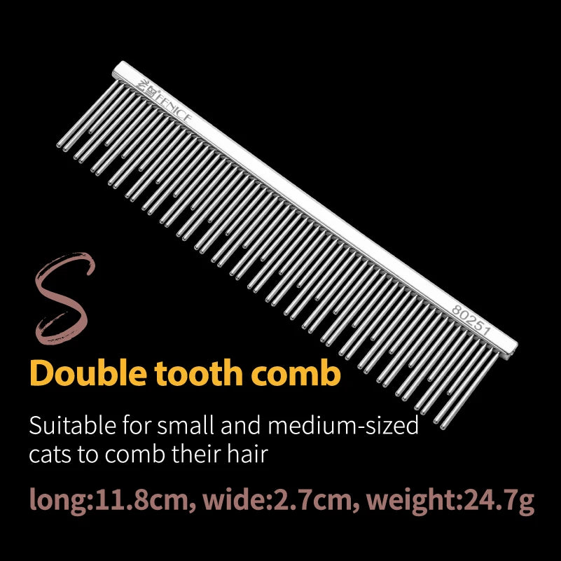 Fenice Professional Anti-Corrosion Grooming Comb For Dogs Cats Tapered Stainless Steel Pins Pet Grooming Supplies