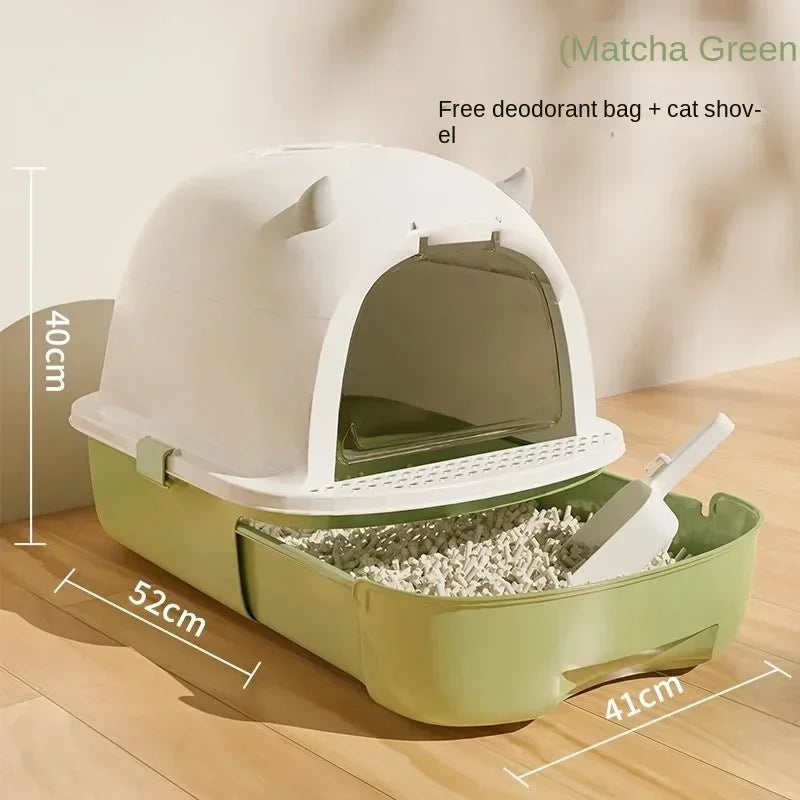 Hooded Cat with Lid Pet with Lid Reusable with Front Door Flap Anti Splashing Detachable Kitty Litter Tray Sandbox