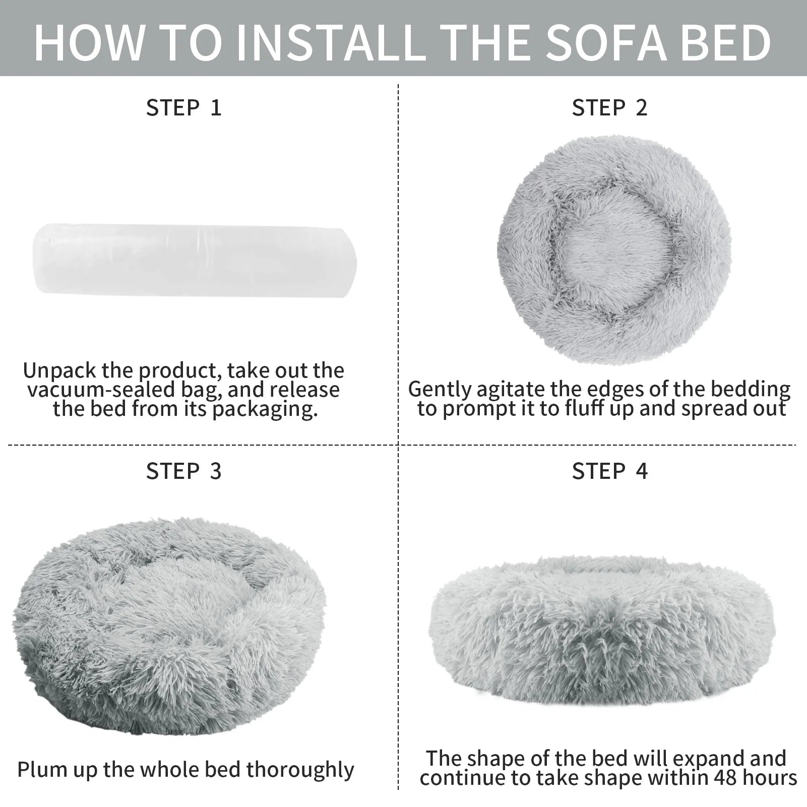 50cm Round Pet Bed for Large Dog Bed Super Soft Cat Bed Long Plush Dog House for Medium Dog House Winter Warm Sleeping Mats