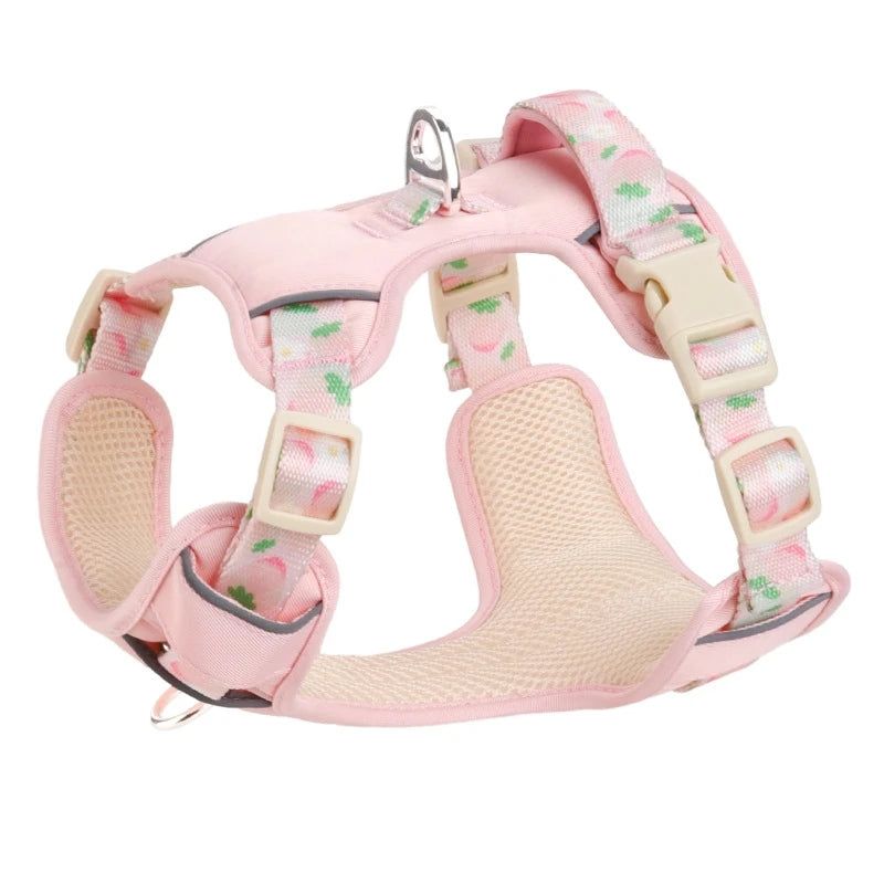 Adjustable Dog Summer Vest Style Pet Harness Breathable Dog Walking Leash With Reflective Strap For Puppy Dog Outdoor Supplies