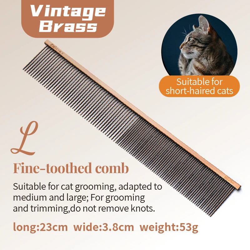 Fenice Professional Anti-Corrosion Grooming Comb For Dogs Cats Tapered Stainless Steel Pins Pet Grooming Supplies