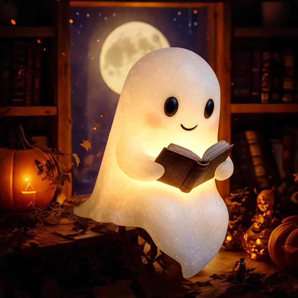 Ghost Reading Book Lamp Halloween Ghost Night Light Ghost Reading Night Light for Book Lovers