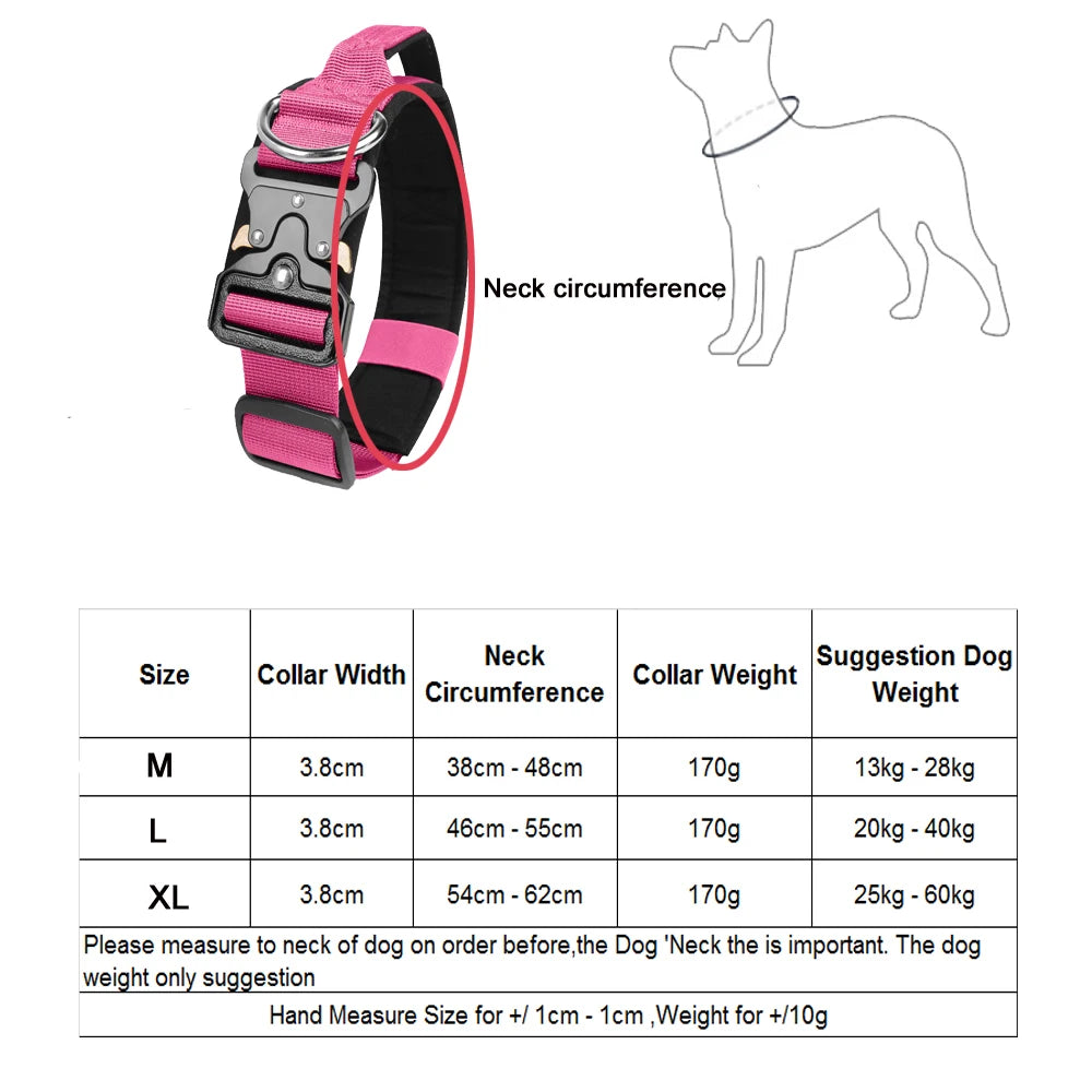 Tactical Dog Collars Adjustable Heavy Duty Dog Leash Collar Heavy Metal Buckle With Control Handle For Medium Large Dogs Leashes