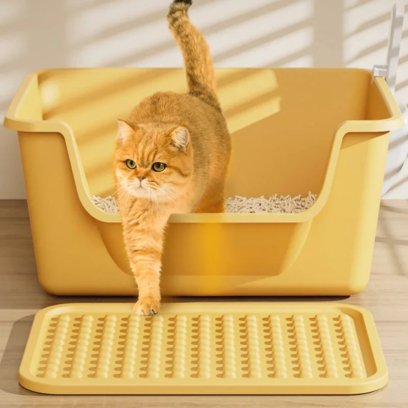 Cat Litter Box Large Capacity Semi-closed Plastic Anti-Splash Cats Toilet Bedpan Big Mac Oversized Cat Tray Bedpan Pet Supplies