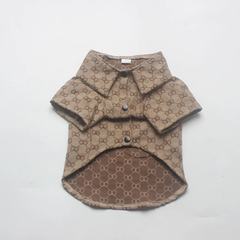 Designer Luxury Pet Shirt Men's Khaki Ribbon Sleeve T-shirt Cute Women's Pink Clothing Small Medium-Sized Dogs Clothes Hair Clip