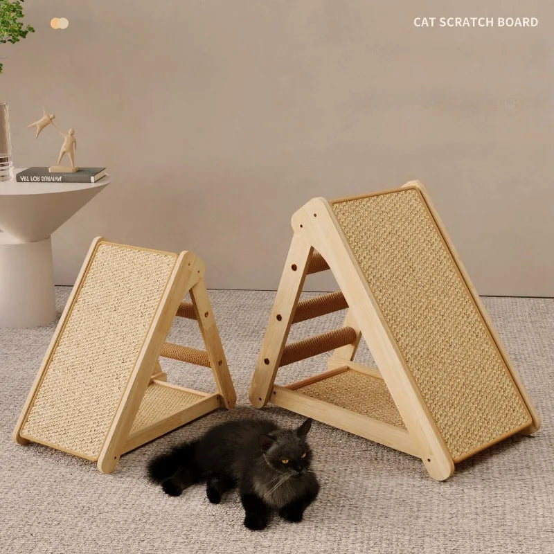 Wooden Cat Scratcher Cat Scratching Post Sisal Wear-resistant Cats Kitten Scratching Grinding Paws Toys Furniture Protector