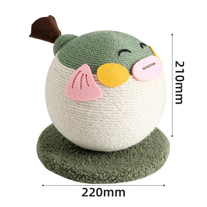 Pufferfish Scratching Ball Cat Toy – Self-Play Textured Surface with Grippy Fibers Solo Entertainment Pet Interactive Toys