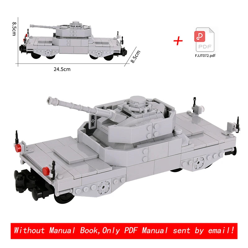 2025 New MOC City Creative Idea Train Artillery vehicle tank destroyer Building Block Bricks Kids DIY High-tech Creative Toys