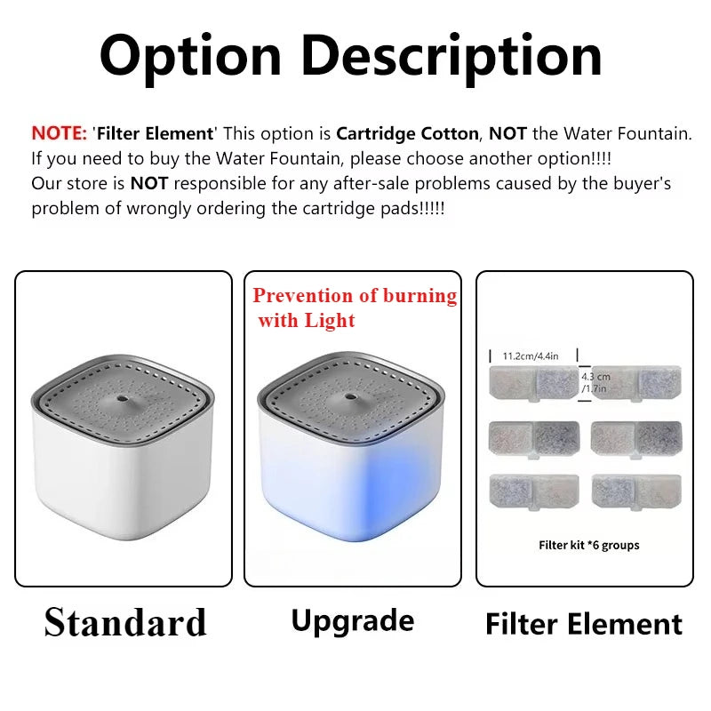 Standard /Upgrade 3L Cat Water Fountain Auto Recirculate Filter Large Capacity Cat Water Drinker USB Mute Cats Water Dispenser