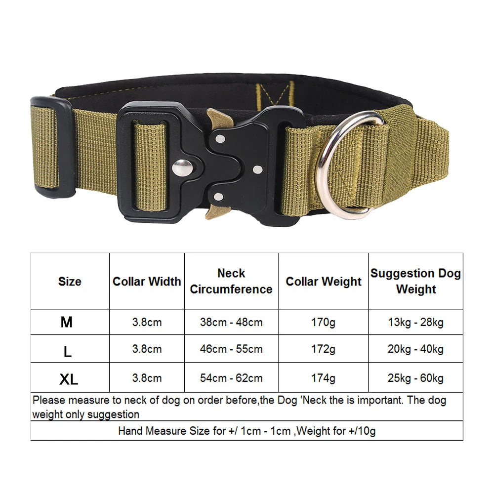 Tactical Dog Collars Adjustable Heavy Duty Dog Leash Collar Heavy Metal Buckle With Control Handle For Medium Large Dogs Leashes