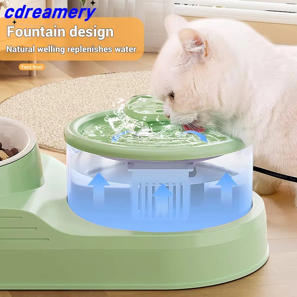 CDY Pets Water Fountain Auto Filter USB Electric Mute Drinker Bowl 2-in-1 Recirculate Filtring Drinker for Cats Water Dispenser