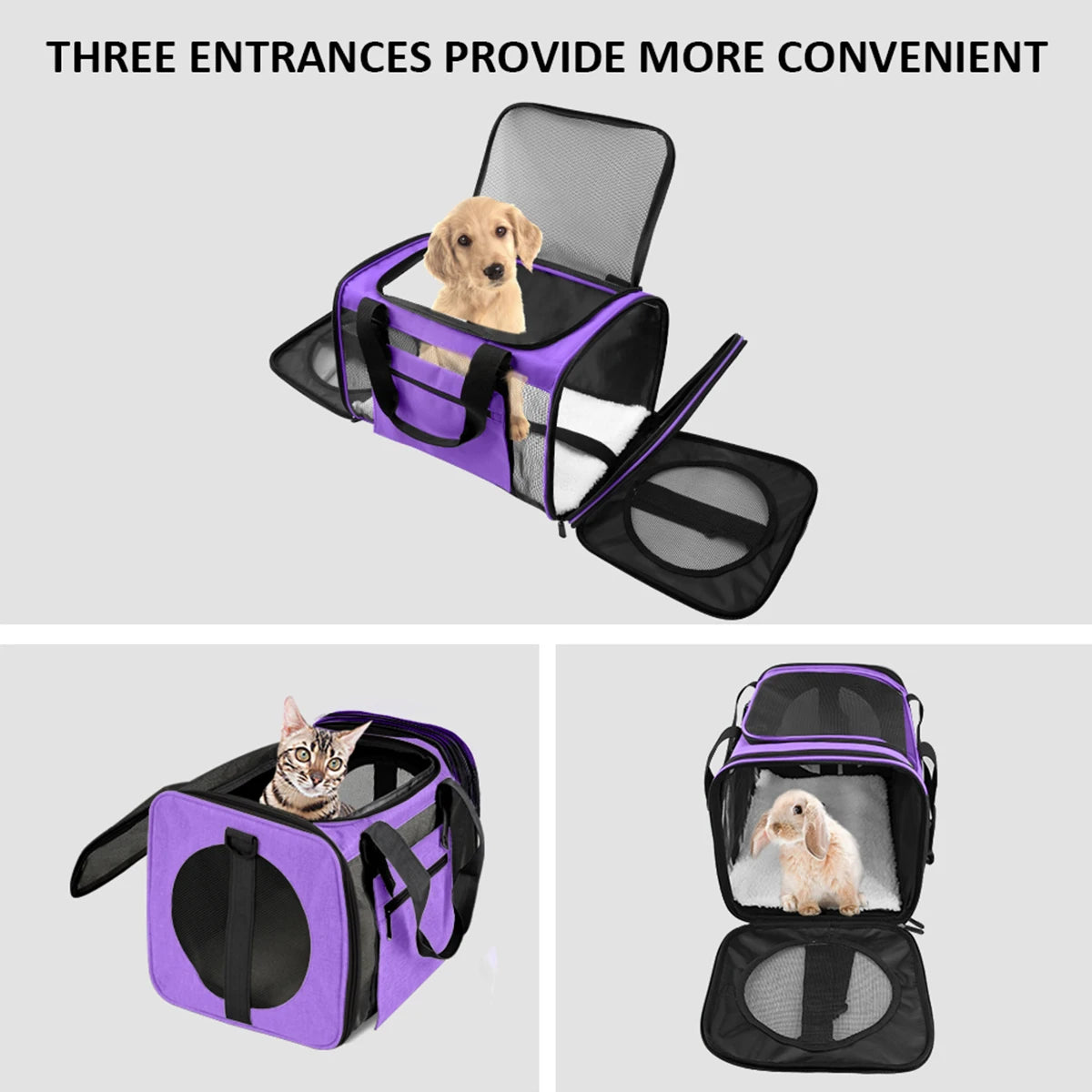 Portable Large-Capacity Foldable Pet Travel Bag Soft-Sided Perfect for Dog and Cat Carrier Backpack for Outgoing Transport