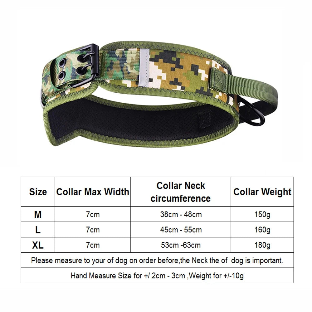 Tactical Dog Collars Adjustable Heavy Duty Dog Leash Collar Heavy Metal Buckle With Control Handle For Medium Large Dogs Leashes