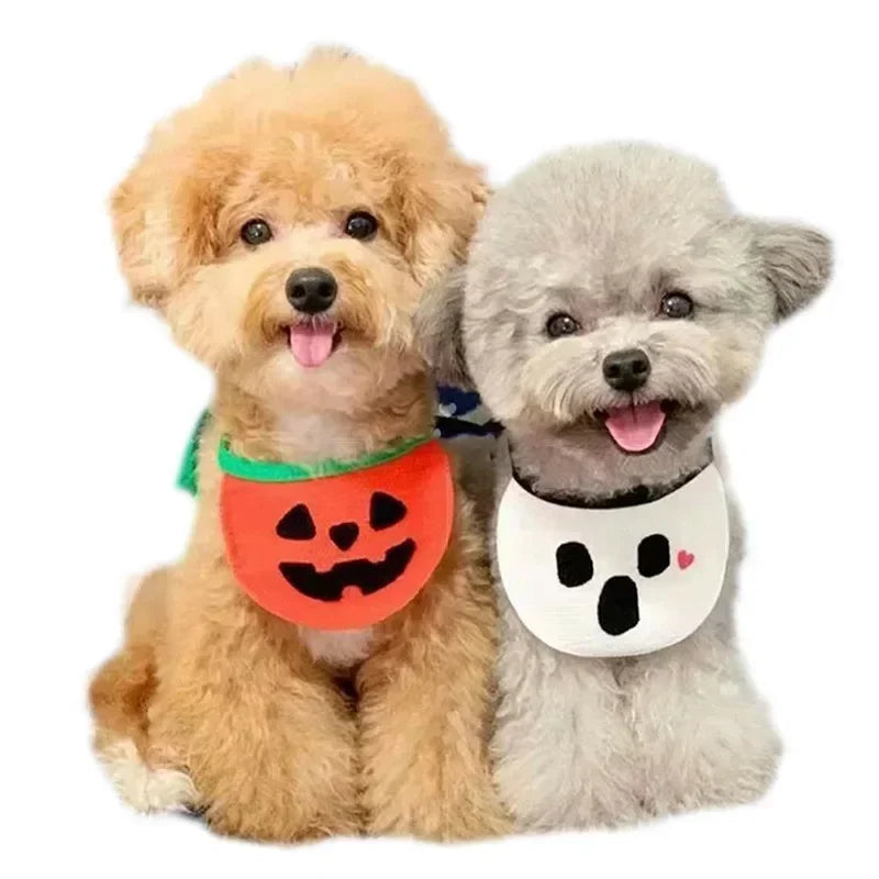 Halloween Dog Cat Lace Saliva Towel Bib Pumpkin Ghost Festival Christmas Pet Supplies Clothes Party Decoration Supplies Gift