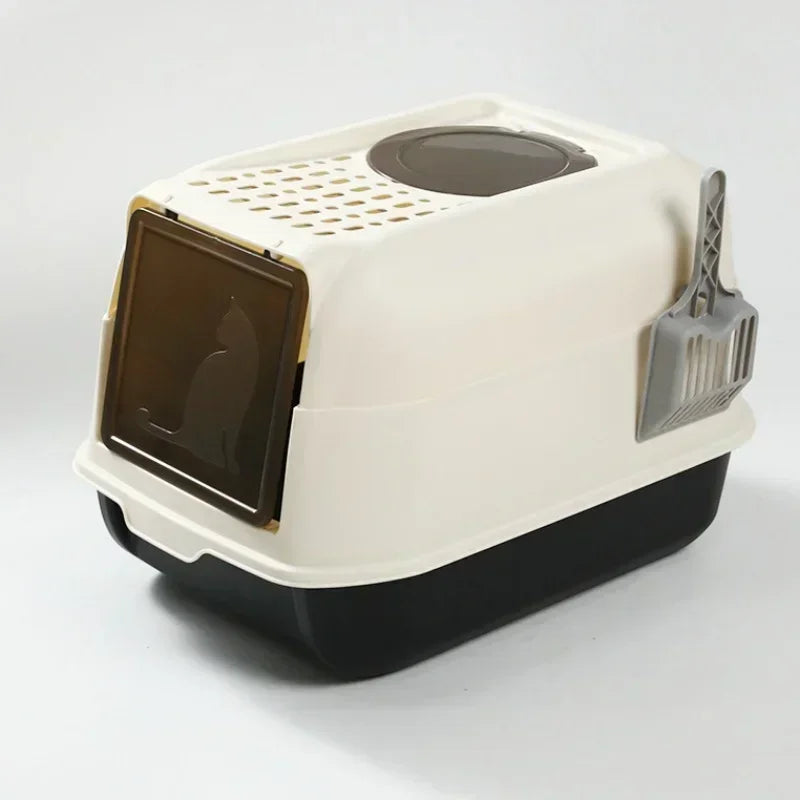 Foldable Extra Large Cat Litter Box Cat Toilet Fully Enclosed Litter Pan Anti-Splash Dog Toilet Pet Bedpans with Litter Scoop