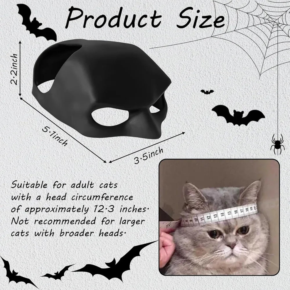 Cat Mask Cosplay, Halloween Cat Bat Mask, Funny Costumes Accessories for Cats, Bat Cat Cosplay Apparel (Large)